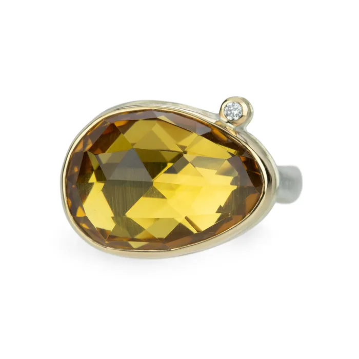 Rose Cut Teardrop Citrine Ring Jamie Joseph Rings