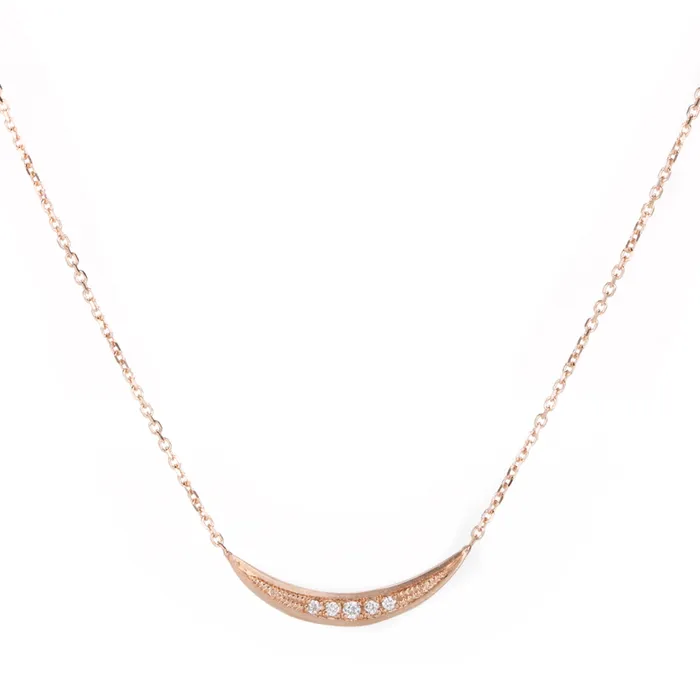 Rose Gold Pave Moon Necklace Sirciam Necklaces