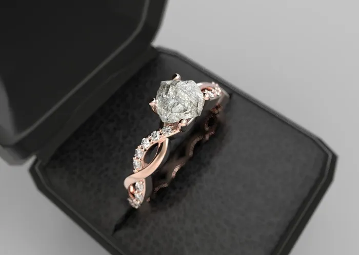 Rose Gold Raw Diamond Engagement Ring Rose Gold Raw Diamond Uncut Diamond Engagement Ring Rough Stone Uncut Stone Rose Gold Rough Diamond FL LLC Rings