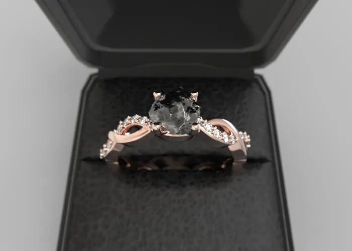 Rose Gold Raw Diamond Engagement Ring Rose Gold Raw Diamond Uncut Diamond Engagement Ring Rough Stone Uncut Stone Rose Gold Rough Diamond | FL LLC Rings