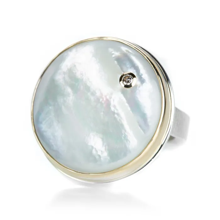 Round Mother of Pearl Ring Jamie Joseph Rings