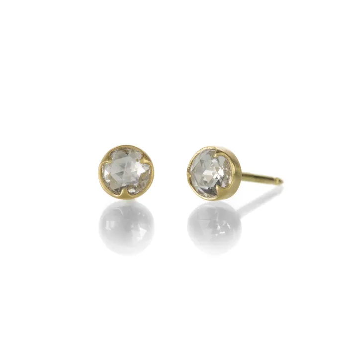 Round Rose Cut Diamond Studs Gabriella Kiss Rings