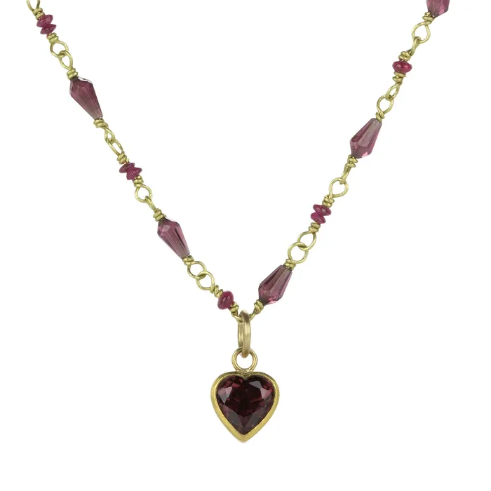 Ruby and Garnet Heart Pendant Necklace Mallary Marks Necklaces