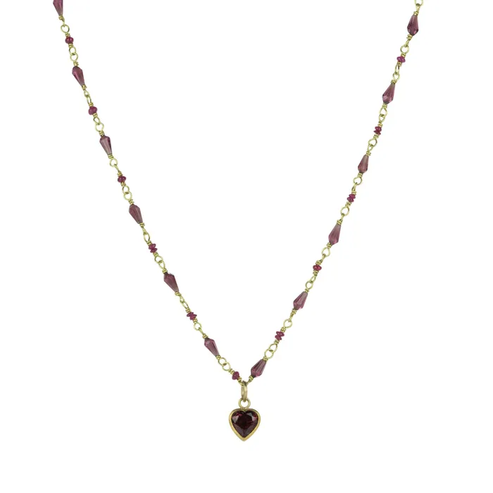 Ruby and Garnet Heart Pendant Necklace | Mallary Marks Necklaces