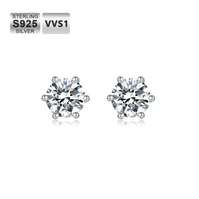 S925 Moissanite Diamond Studs Earrings - 6.0 Carat | WeiZi Wuzhou Earrings