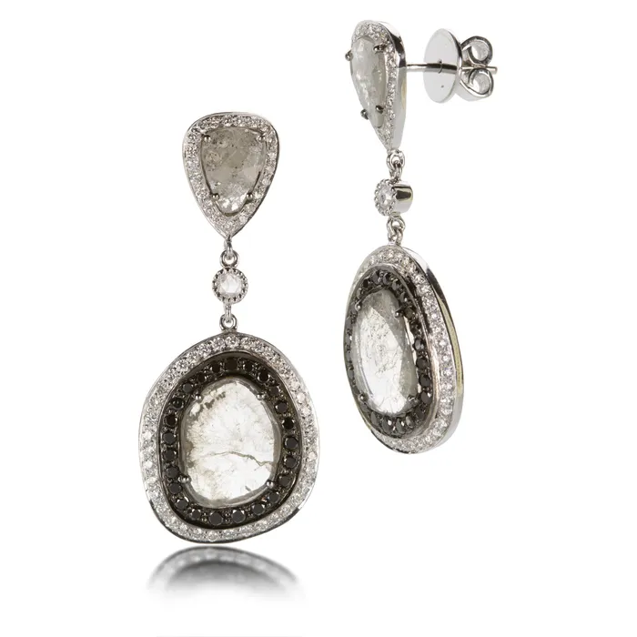 Sethi Couture Earrings Gray Diamond Slice Earrings