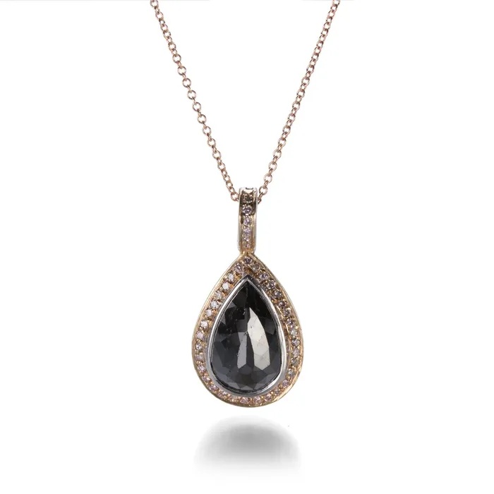 Sethi Couture Necklaces Pear Black Diamond Necklace