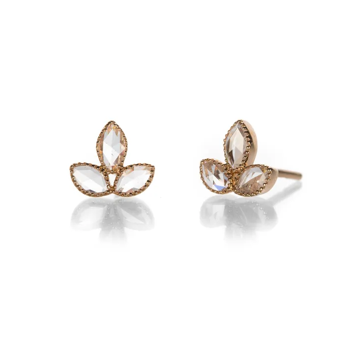 Sethi Couture Rings Rose Cut Diamond Petal Studs