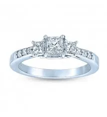 SHAI GUT ESTATE PIECES Rings 14KW 34CTTTW 3 STONE PRINCESS CUT DIAMOND RING