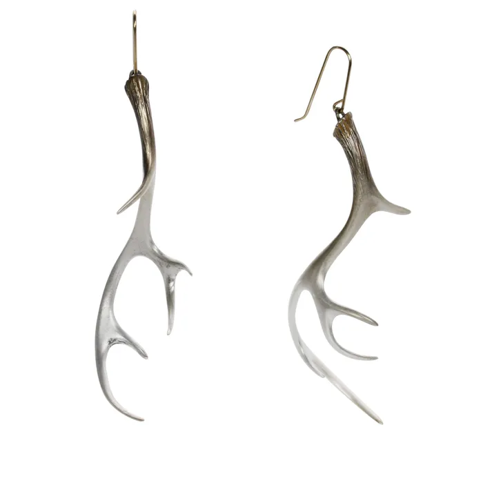 Silver Large Antler Earrings Gabriella Kiss Earrings