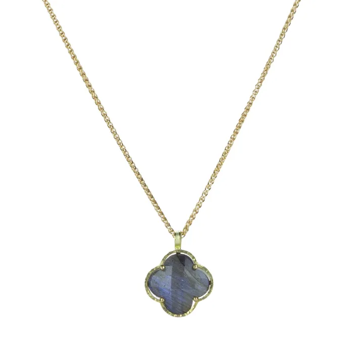 Single Clover Labradorite Pendant Necklace Barbara Heinrich Necklaces