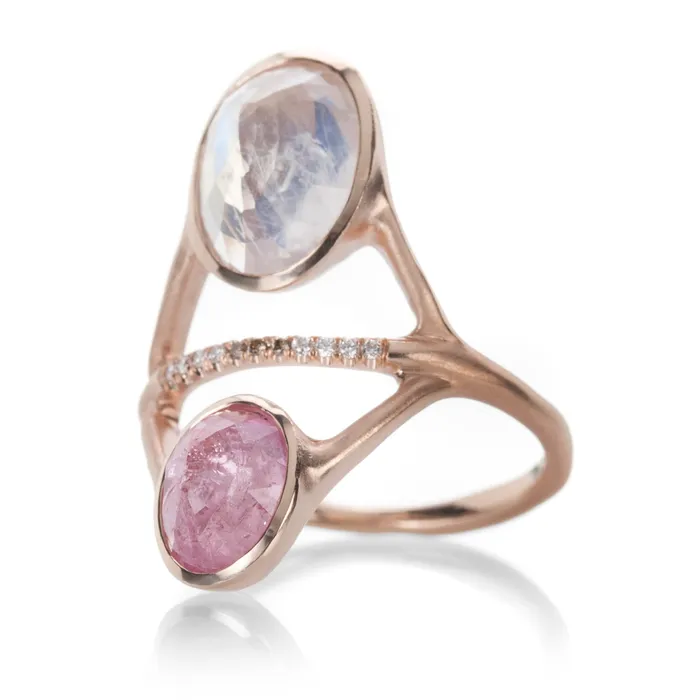 Sirciam Moonstone and Tourmaline Alteration Ring Rings