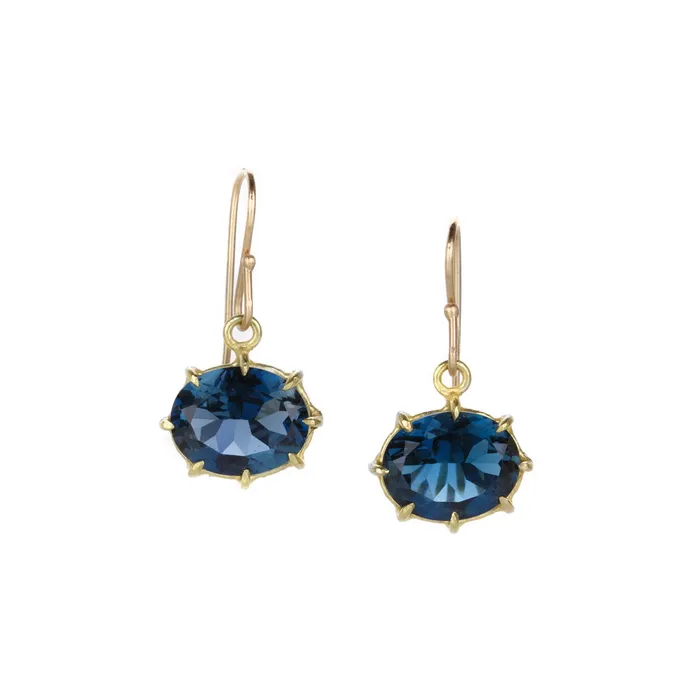 Small Oval London Blue Topaz Drop Earrings Rosanne Pugliese Earrings