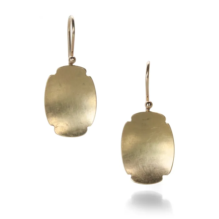 Small Rectangle Gold Scallop Earring Gabriella Kiss Earrings