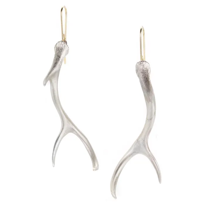 Small Sterling Silver Antler Drop Earrings Gabriella Kiss Earrings