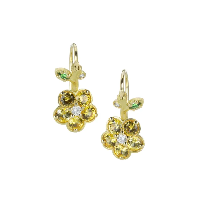 Small Yellow Sapphire Flower Drop Earrings Paul Morelli Earrings