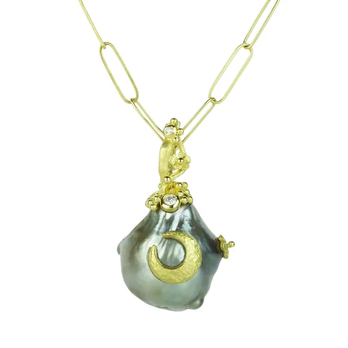 Tahitian Pearl Pendant with Moon (Pendant Only) Lene Vibe Necklaces