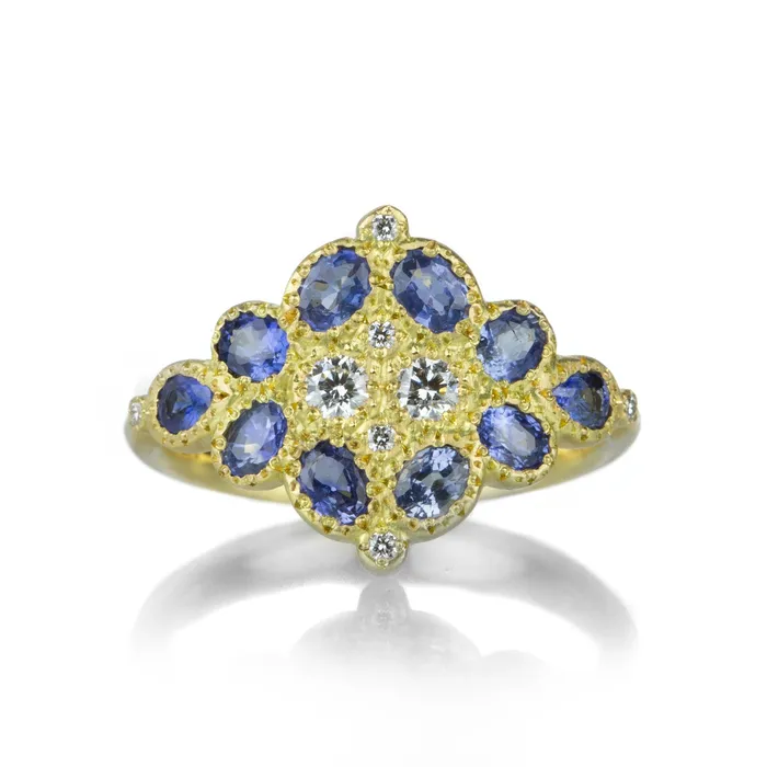 Tessera Blue Sapphire Mirror Ring Adel Chefridi Rings