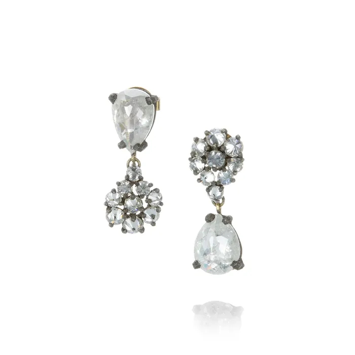 Todd Pownell Pear Shaped Rose Cut Diamond Earrings Earrings