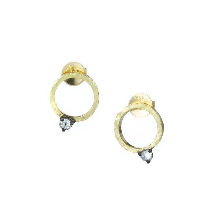 Todd Pownell Pre-Styled Sets 18k Circle Studs with Inverted Diamonds