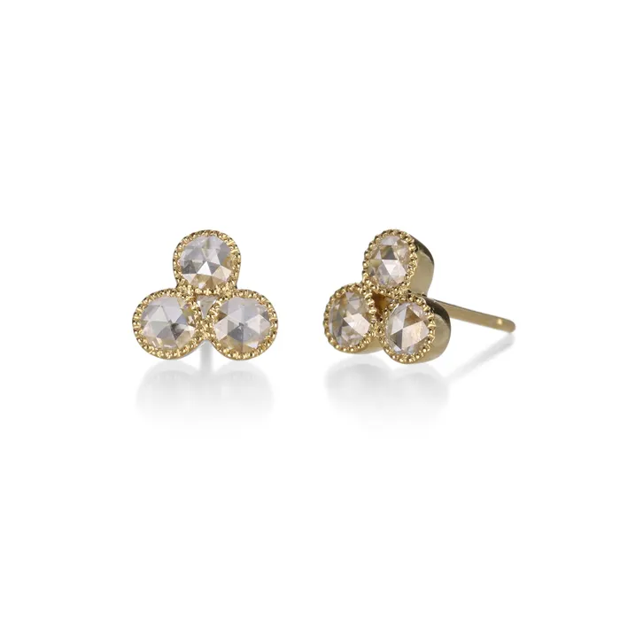 Triple Rose Cut Diamond Stud Sethi Couture Earrings