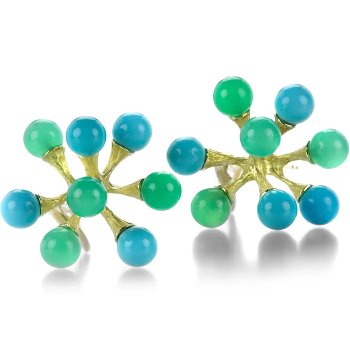 Turquoise and Chrysoprase Jacks Earrings John Iversen Earrings