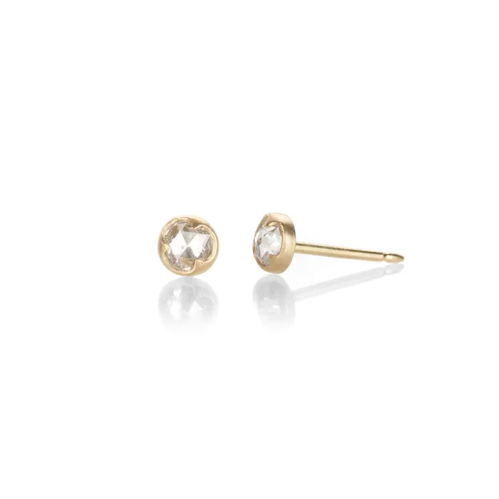 White Diamond Rose Cut Studs Gabriella Kiss Rings