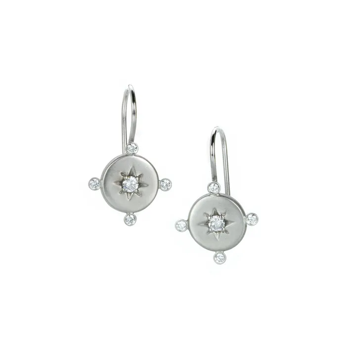 White Gold Matte Lucky Star Diamond Earrings Alexis Kletjian Earrings