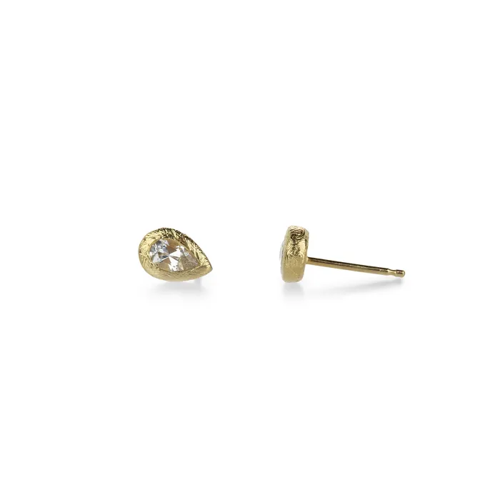 White Topaz Pear Stud Earrings | Anne Sportun Earrings