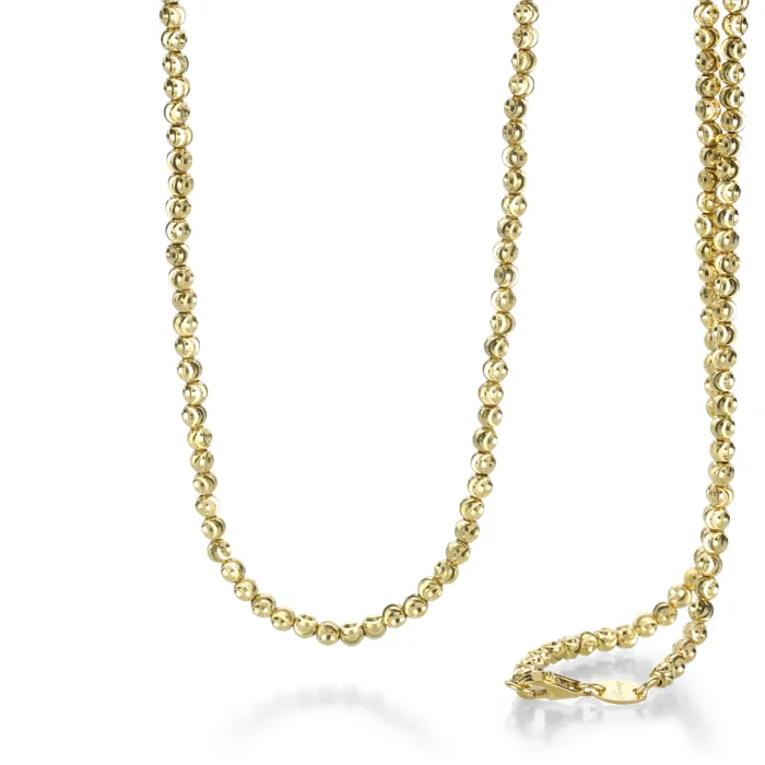 Yellow Gold 2.5mm Moon Cut Beaded Chain - 20 Julez Bryant Necklaces