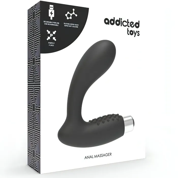 Female Sex Toys | Addicted Toys Stimolatore per massaggio prostata e perineo in silicone - 10 modalità di vibrazione, Ricaricabile, Nero