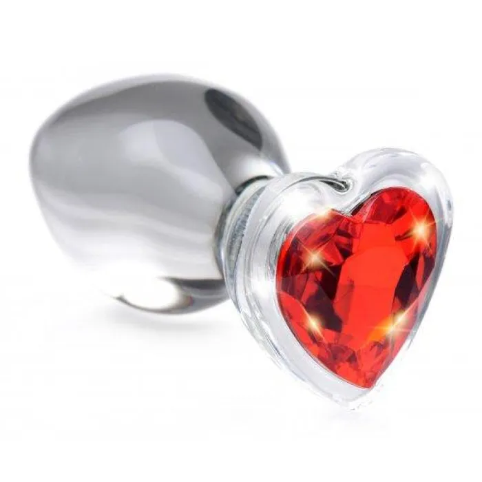Anal Red Heart Gem Glass Anal Plug Large Xr Brands Booty Sparks