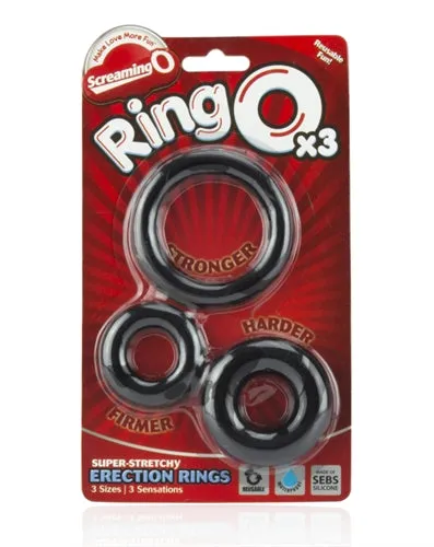 Anal Screaming O Ringo X3 6 Count Box Black
