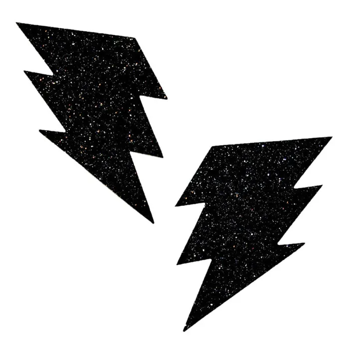 Black Malice Glitter Lightning Bolt Nipztix Pasties Neva Nude Anal