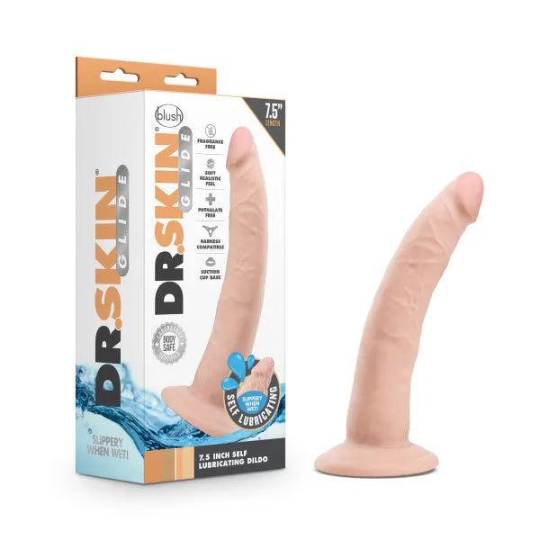 Blush Dildos Dr Skin Glide 75 Inch Self Lubricating Dildo Vanilla