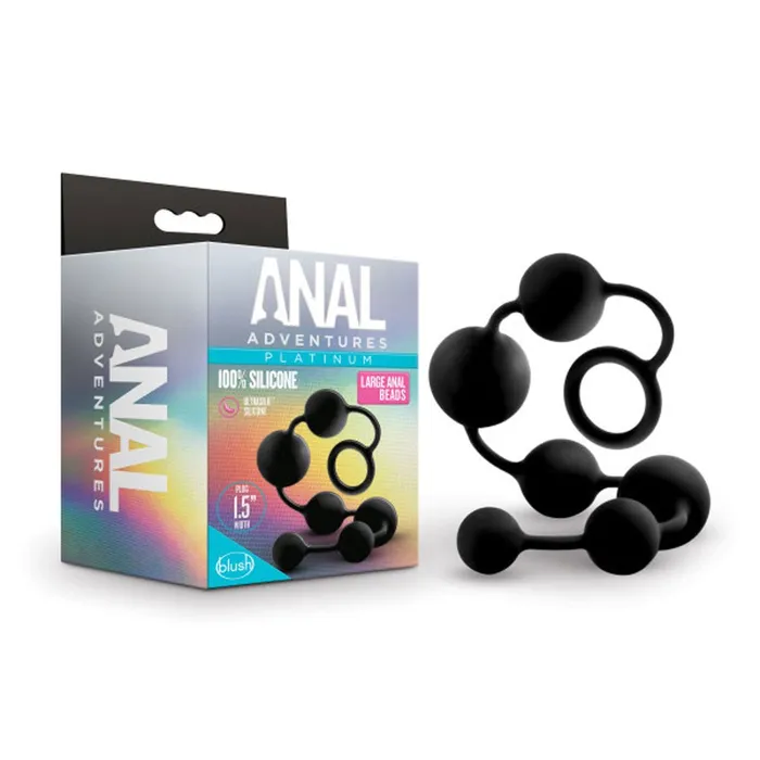 Blush Novelties Anal Anal Adventures Platinum Black Silicone Large Anal Beads