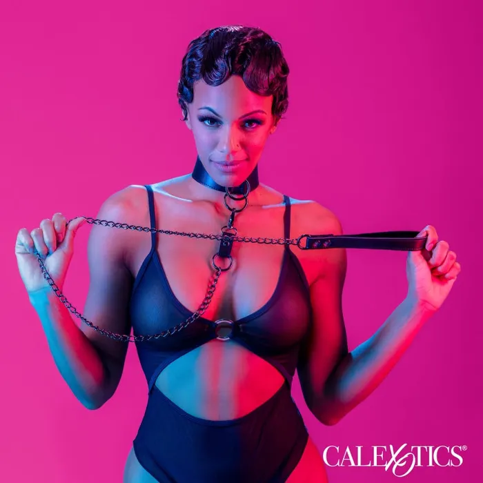 Calexotics Anal | Euphoria Collection Collar With Chain Leash - Black Calexotics Anal | Euphoria Collection Collar With Chain Leash - Black