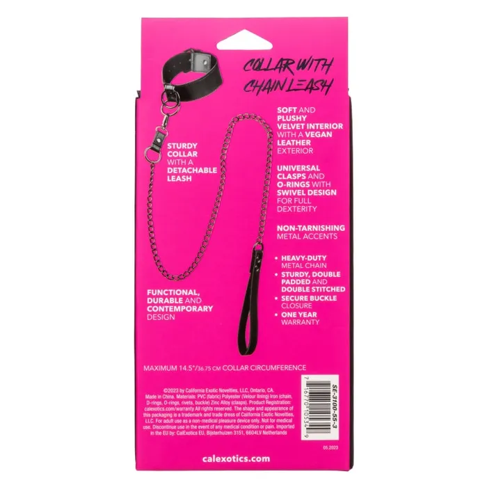 Calexotics Anal | Euphoria Collection Collar With Chain Leash - Black Calexotics Anal | Euphoria Collection Collar With Chain Leash - Black