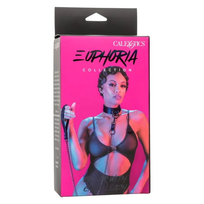 Calexotics Anal | Euphoria Collection Collar With Chain Leash - Black Calexotics Anal | Euphoria Collection Collar With Chain Leash - Black