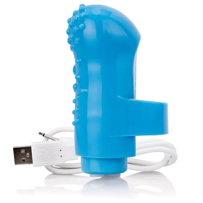 Charged Fingo Rechargeable Finger Vibe Blue 6 Count Box Screaming O Vibrators