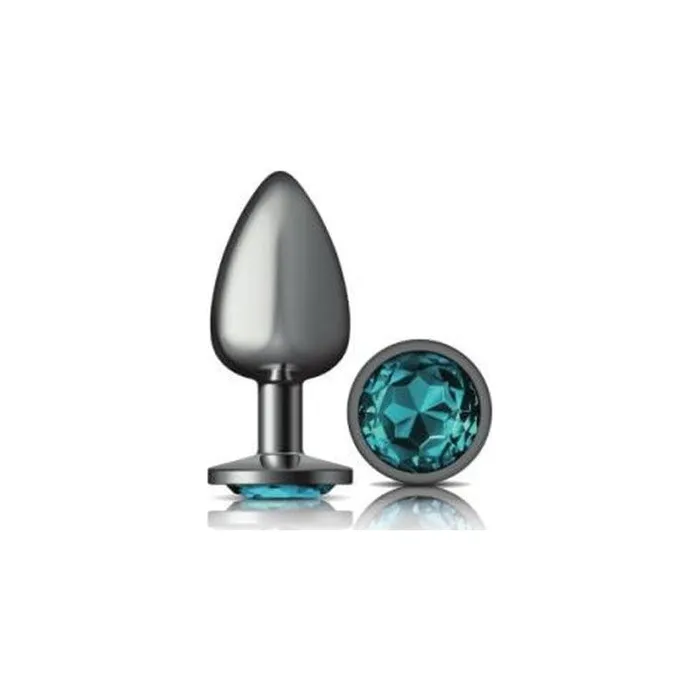 Cheeky Charms Anal Cheeky Charms Gunmetal Round Butt Plug w Teal Jewel Large Cheeky Charms Anal Cheeky Charms Gunmetal Round Butt Plug w Teal Jewel Large
