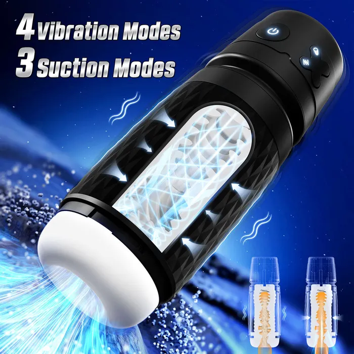 CyberSkin B-Warrior - Black USB Rechargeable Sucking & Vibrating Auto Masturbator | CyberSkin Male Sex Toys CyberSkin B-Warrior - Black USB Rechargeable Sucking & Vibrating Auto Masturbator | CyberSkin Male Sex Toys