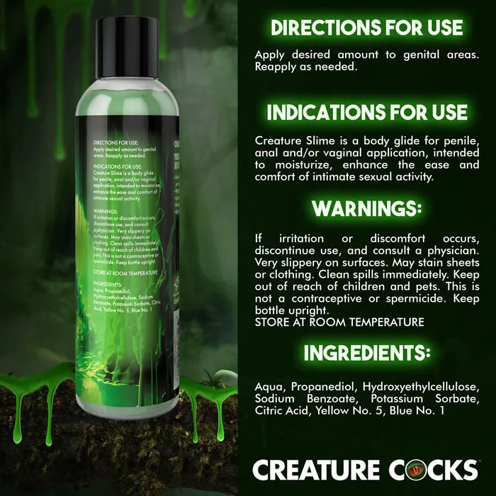 Dildos | XR Brands Creature Slime by Creature Cocks - Green Slime - Green Water Based Lubricant - 237 ml Bottle Dildos | XR Brands Creature Slime by Creature Cocks - Green Slime - Green Water Based Lubricant - 237 ml Bottle