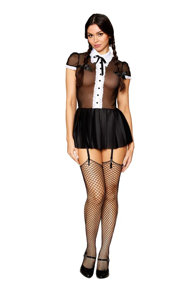 Dreamgirl Gothic School Girl Miss Behavin One Size Black Bodystockings Playsuits Dreamgirl Gothic School Girl Miss Behavin One Size Black Bodystockings Playsuits