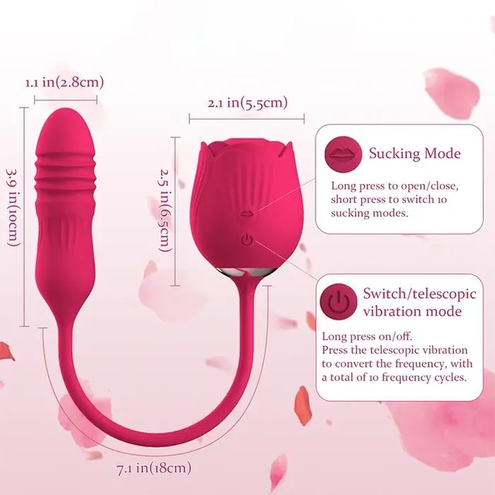 Female Sex Toys | Lovetoyshub 2 in 1 Floral Fantasy Clitoral Suction Rose Vibrator