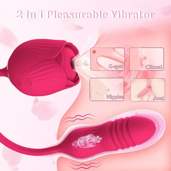 Female Sex Toys | Lovetoyshub 2 in 1 Floral Fantasy Clitoral Suction Rose Vibrator