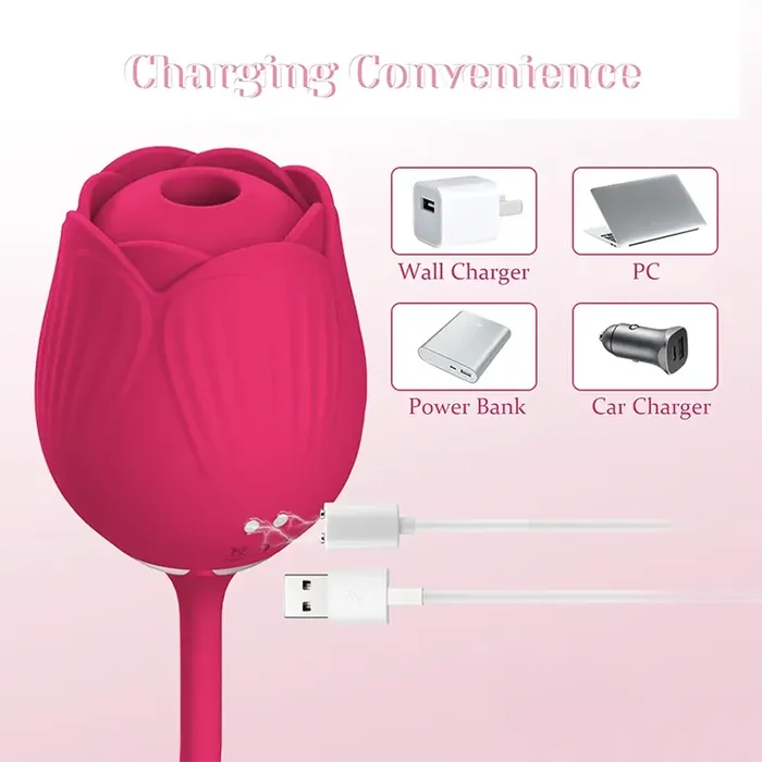 Female Sex Toys | Lovetoyshub 2 in 1 Floral Fantasy Clitoral Suction Rose Vibrator