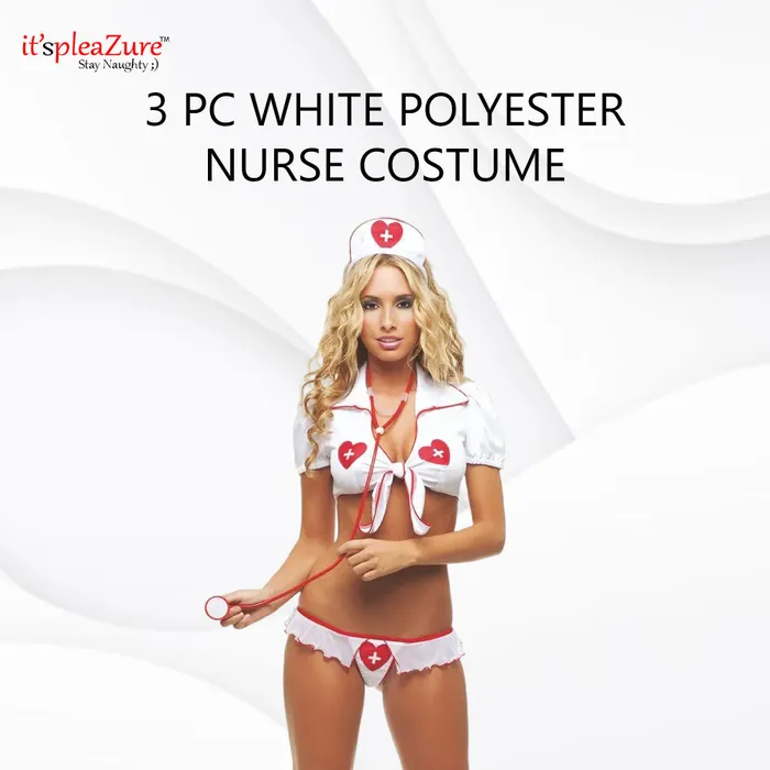 ItspleaZure Vibrators ItspleaZure 3 pc White Polyester Nurse Costume