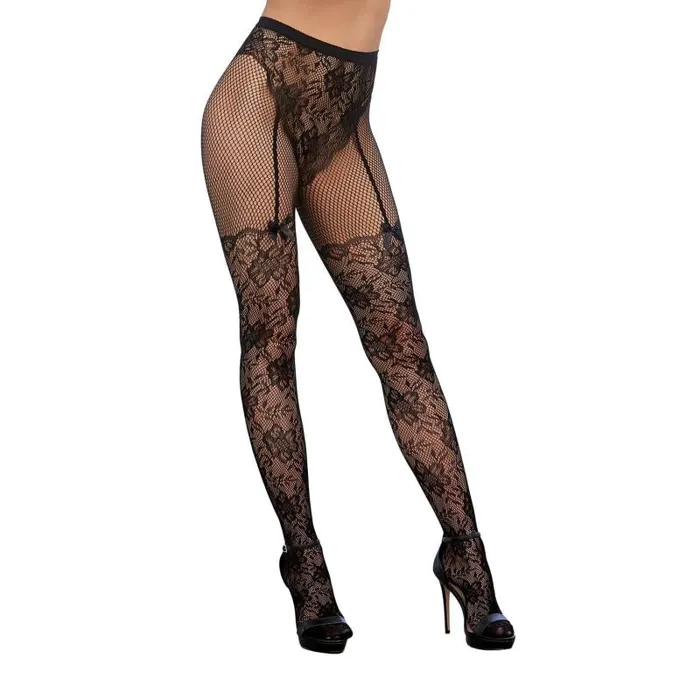 Knitted Lace Garterhose - One Size - Black | Dreamgirl Teddies And Bodies Knitted Lace Garterhose - One Size - Black | Dreamgirl Teddies And Bodies