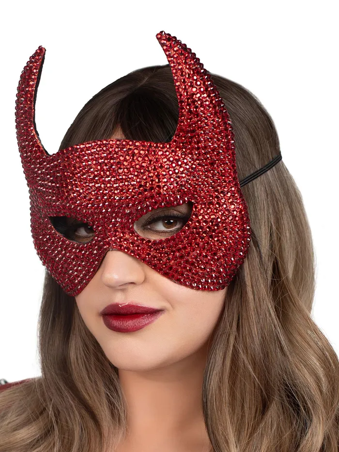 Leg Avenue Vibrators Rhinestone Devil Mask One Size Red